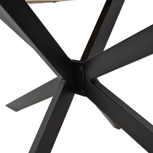 Masa Bonre din lemn masiv de acacia natural cu picioare din metal negru 175x96x76 cm