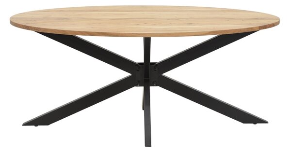 Masa Bonre din lemn masiv de acacia natural cu picioare din metal negru 175x96x76 cm