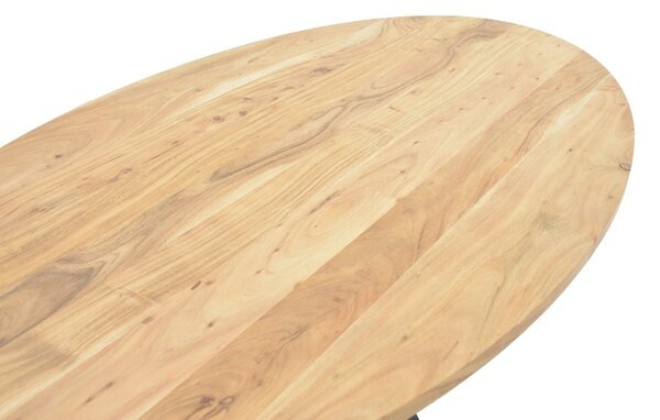 Masa Bonre din lemn masiv de acacia natural cu picioare din metal negru 175x96x76 cm