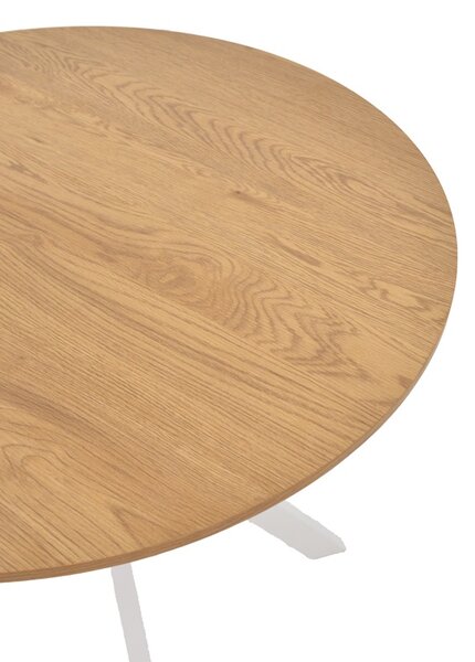 Masa Xuson MDF natural cu picioare metalice albe 80x80x75 cm