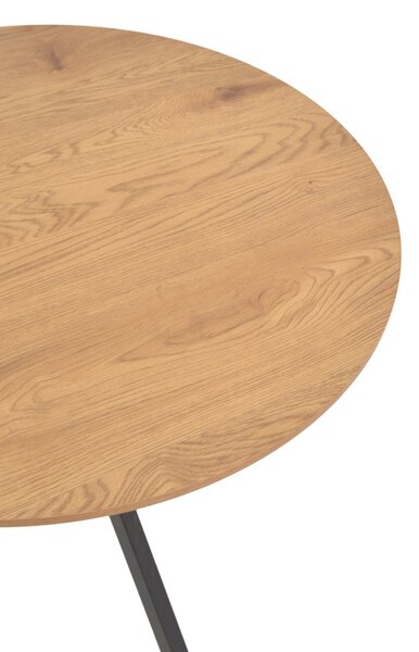 Masa Xuson natural MDF cu picioare din metal negru 80x80x75 cm