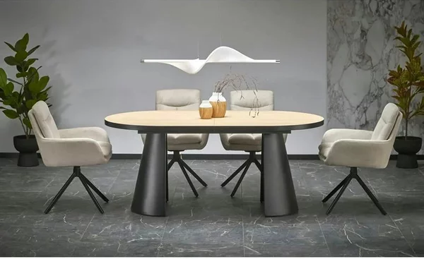 Masa extensibila GIACOMO, stejar/negru, 180/240x100x76 cm