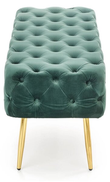Bancheta verde ATHENA, stofa catifelata verde, 100x45x40 cm