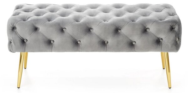 Bancheta ATHENA, stofa catifelata gri, 100x45x40 cm