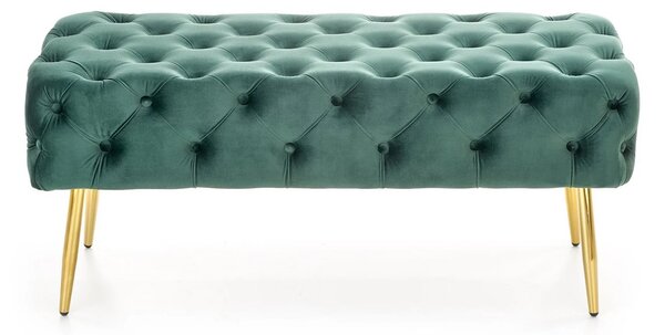 Bancheta verde ATHENA, stofa catifelata verde, 100x45x40 cm
