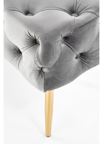 Bancheta ATHENA, stofa catifelata gri, 100x45x40 cm
