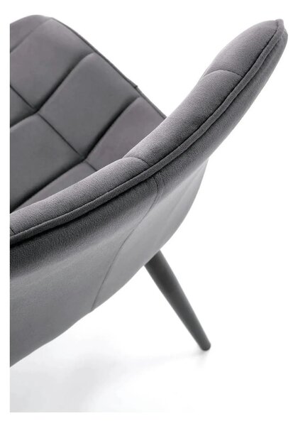 Scaun K580, gri - HLR 21, stofa catifelata/otel, 51x61x85 cm