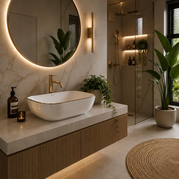Lavoar pentru blat Rea Belinda Auriu Gold Edge