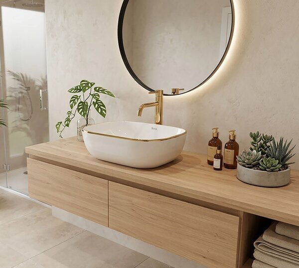 Lavoar pentru blat Rea Belinda Auriu Gold Edge