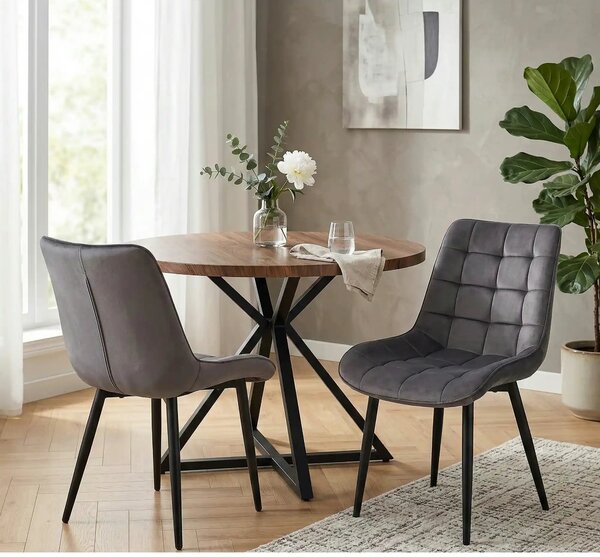 Scaun K580, gri - HLR 21, stofa catifelata/otel, 51x61x85 cm