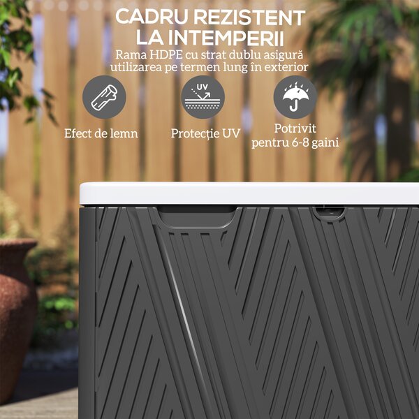 Outsunny Cutie de Depozitare Impermeabilă pentru Exterior cu Capac și Mânere, 115x60x60 cm, Negru | Aosom Romania
