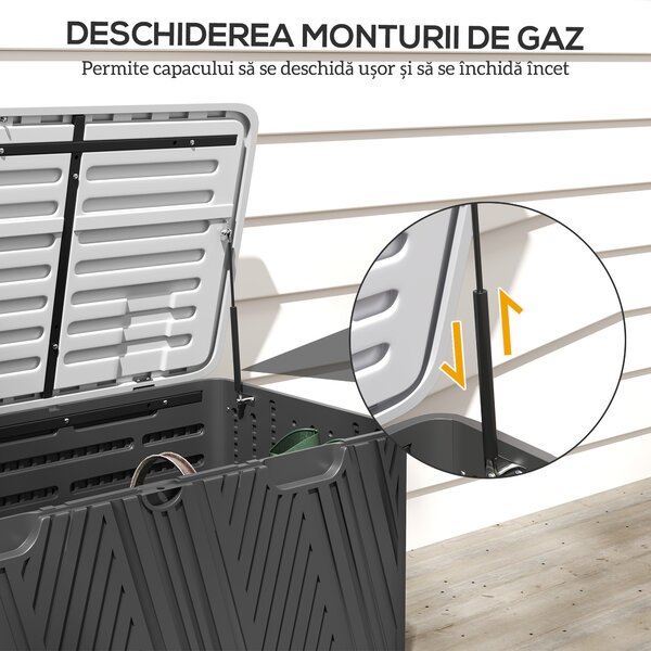 Outsunny Cutie de Depozitare Impermeabilă pentru Exterior cu Capac și Mânere, 115x60x60 cm, Negru | Aosom Romania