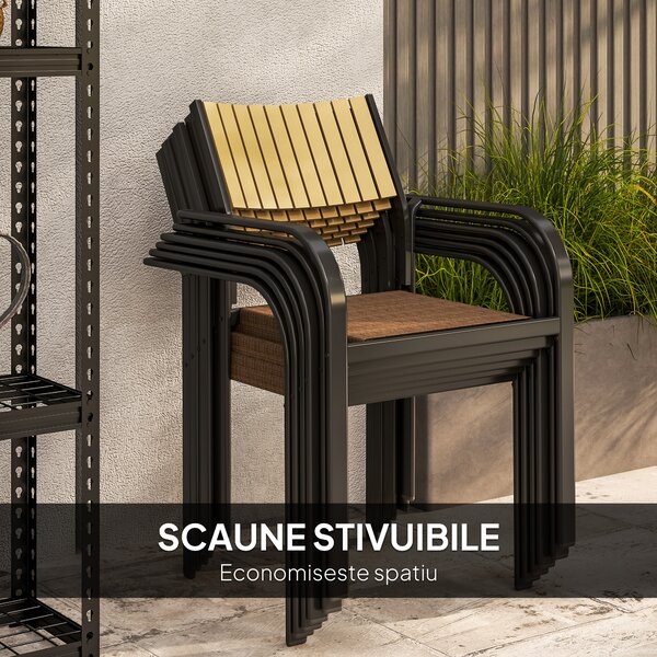 Outsunny Set de Exterior din 7 Piese cu Masă Extensibilă și 6 Scaune Suprapozabile, 160/240x90x74 cm, Maro | Aosom Romania