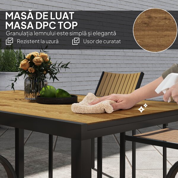 Outsunny Set de Exterior din 7 Piese cu Masă Extensibilă și 6 Scaune Suprapozabile, 160/240x90x74 cm, Maro | Aosom Romania