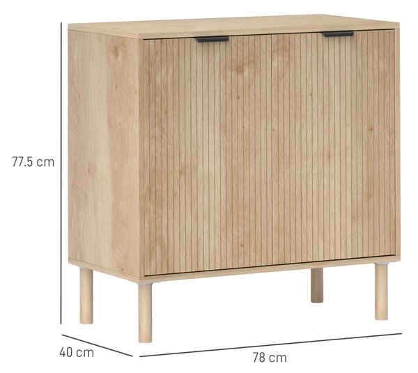 HOMCOM Dulap de Depozitare cu 2 Uși și Rafturi Reglabile, 78x40x77,5 cm, Stejar | Aosom Romania