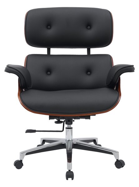 Scaun de birou Kobane negru piele ecologica PU cu baza din crom 84x75x113.5 cm
