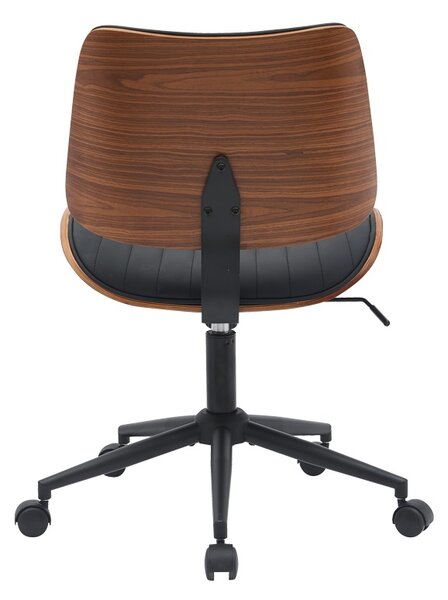 Scaun birou Amani negru piele ecologica PU si placaj nuc 52x54x90.5 cm
