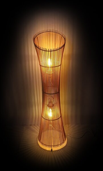 Lampadar Gion E27 bambus culoare naturala 29.5x29.5x118 cm