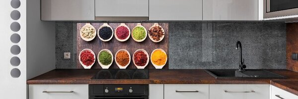 Panou sticla securizata bucatarie condimente colorate