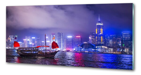 Panou sticla securizata bucatarie Hong Kong pe timp de noapte