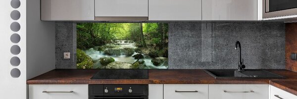 Panou sticlă decorativa bucătărie Cascada din pădure