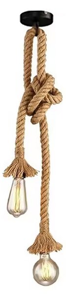 Lustra Ropily doua surse de lumina metal natural si cordelina 2x2x100 cm