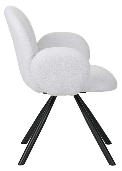 Fotoliu Garzele alb din material teddy cu picioare din metal negru 68x66x82.5 cm