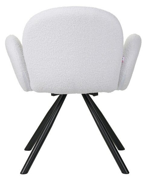 Fotoliu Garzele alb din material teddy cu picioare din metal negru 68x66x82.5 cm