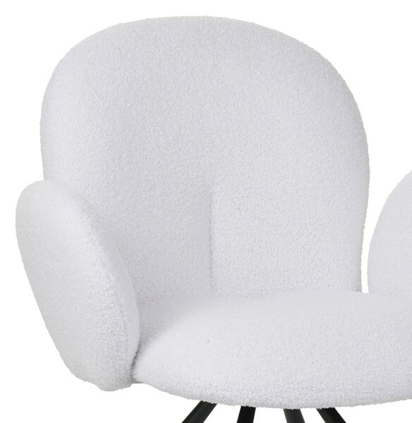 Fotoliu Garzele alb din material teddy cu picioare din metal negru 68x66x82.5 cm