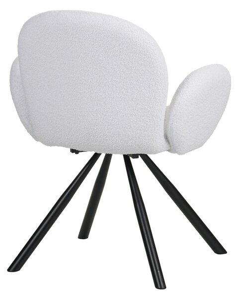 Fotoliu Garzele alb din material teddy cu picioare din metal negru 68x66x82.5 cm