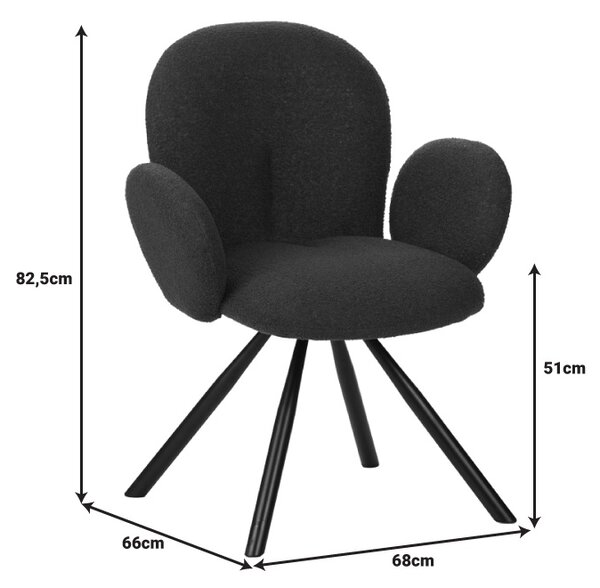 Fotoliu Garzele gri inchis din material teddy cu picioare din metal negru 68x66x82.5 cm