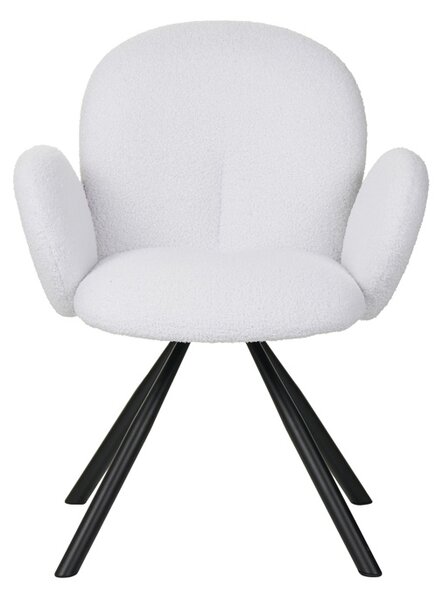 Fotoliu Garzele alb din material teddy cu picioare din metal negru 68x66x82.5 cm