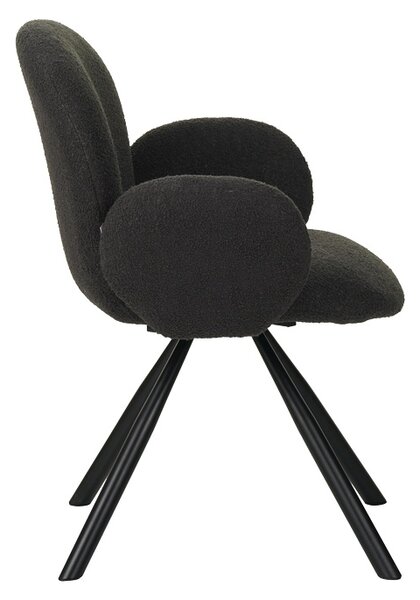 Fotoliu Garzele gri inchis din material teddy cu picioare din metal negru 68x66x82.5 cm