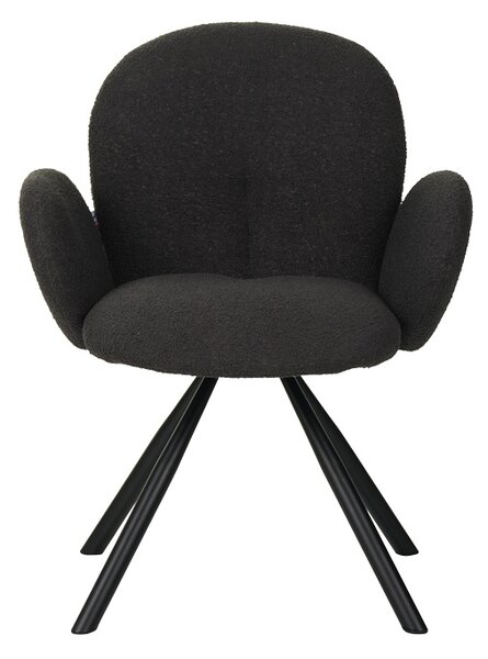 Fotoliu Garzele gri inchis din material teddy cu picioare din metal negru 68x66x82.5 cm