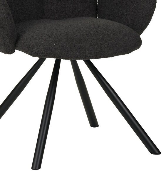 Fotoliu Garzele gri inchis din material teddy cu picioare din metal negru 68x66x82.5 cm
