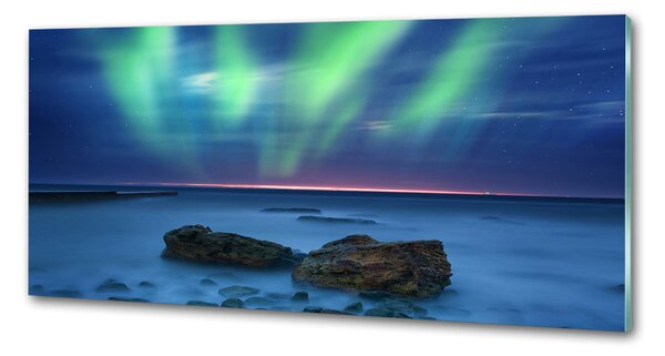 Panou sticlă decorativa bucătărie Aurora boreala