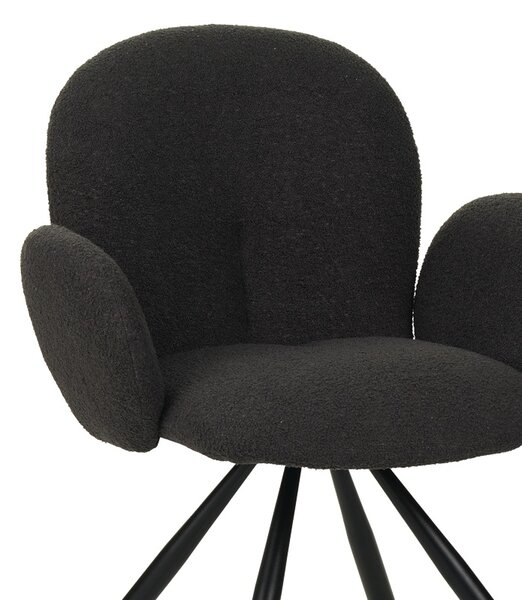 Fotoliu Garzele gri inchis din material teddy cu picioare din metal negru 68x66x82.5 cm