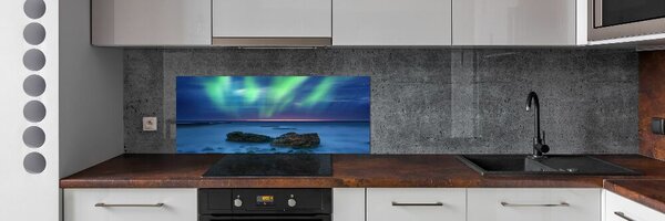 Panou sticlă decorativa bucătărie Aurora boreala