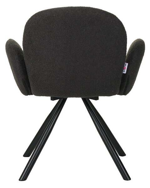 Fotoliu Garzele gri inchis din material teddy cu picioare din metal negru 68x66x82.5 cm