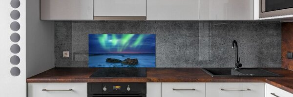 Panou sticlă decorativa bucătărie Aurora boreala