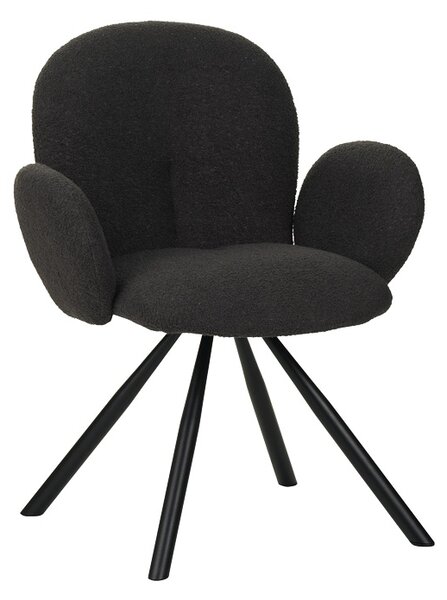 Fotoliu Garzele gri inchis din material teddy cu picioare din metal negru 68x66x82.5 cm