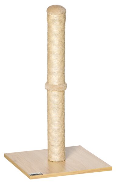 PawHut Stâlp de Zgâriat pentru Pisici cu Bază din PAL, 34x34x60 cm, Bej | Aosom Romania