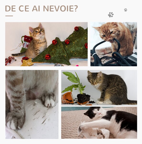 PawHut Stâlp de Zgâriat pentru Pisici cu Bază din PAL, 34x34x60 cm, Bej | Aosom Romania