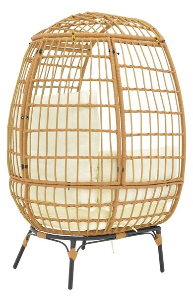 Fotoliu de Gradina Model Frox, Naural/Negru, 96x76x145 cm