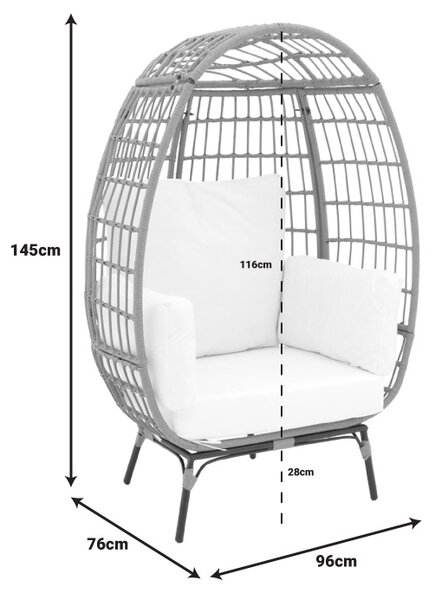 Fotoliu de Gradina Model Frox, Naural/Negru, 96x76x145 cm