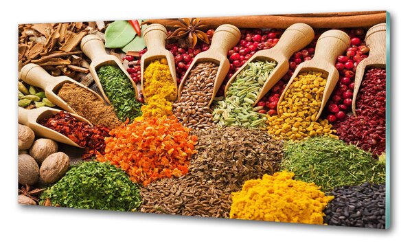 Panou sticla securizata bucatarie condimente colorate