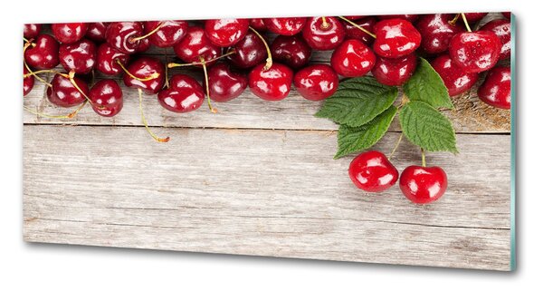 Panou sticlă bucătărie Cireșe pe lemn