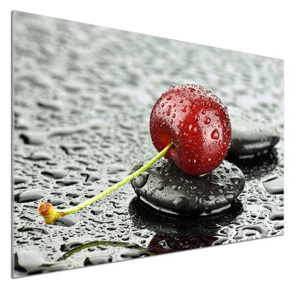 Panou sticlă decorativa bucătărie Cherry în ploaie