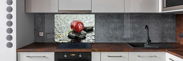 Panou sticlă decorativa bucătărie Cherry în ploaie