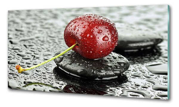Panou sticlă decorativa bucătărie Cherry în ploaie